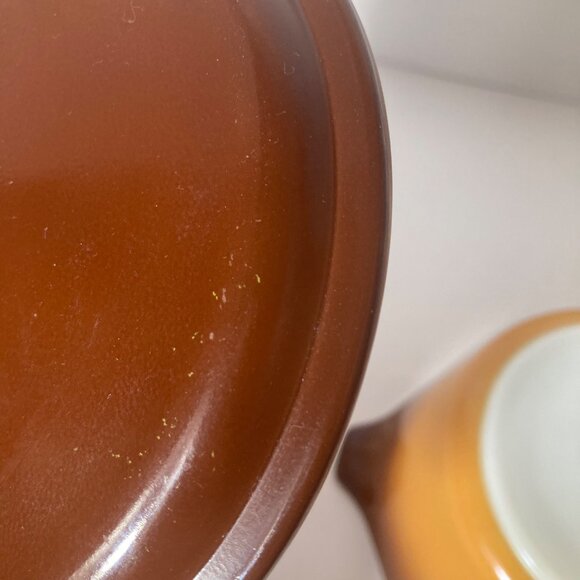 Vintage Pyrex Old Orchard 473 1 Qt Brown Covered Baking Dish Chip & scratches - Picture 11 of 13